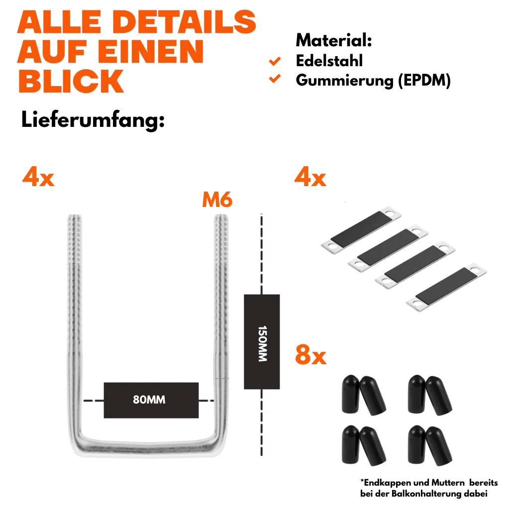 U-Bolzen Balkonkraftwerk Halterung