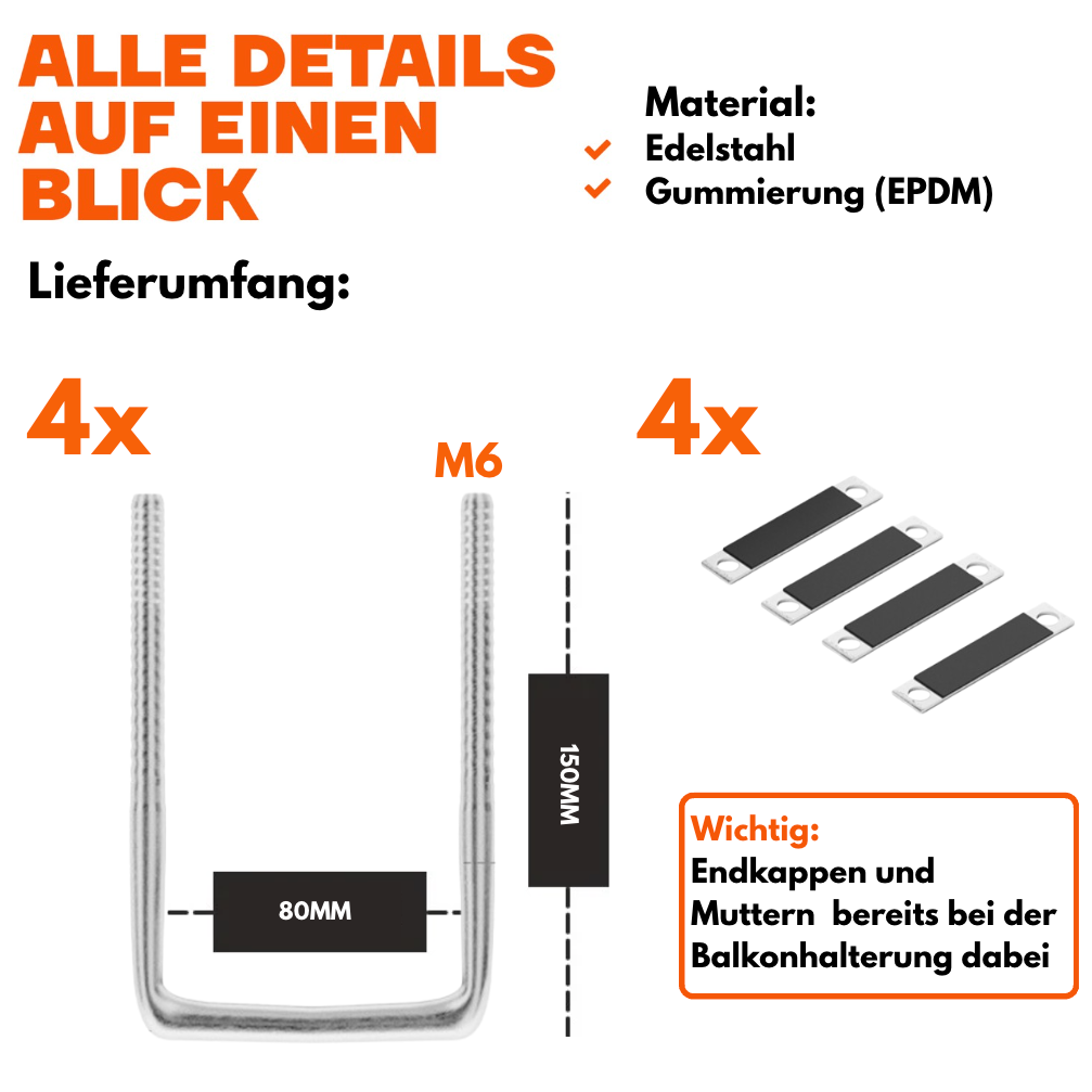 U-Bolzen Balkonkraftwerk Halterung