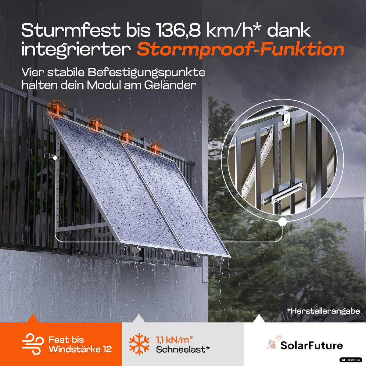 Balkonkraftwerk Halterung Handlauf 2er Set