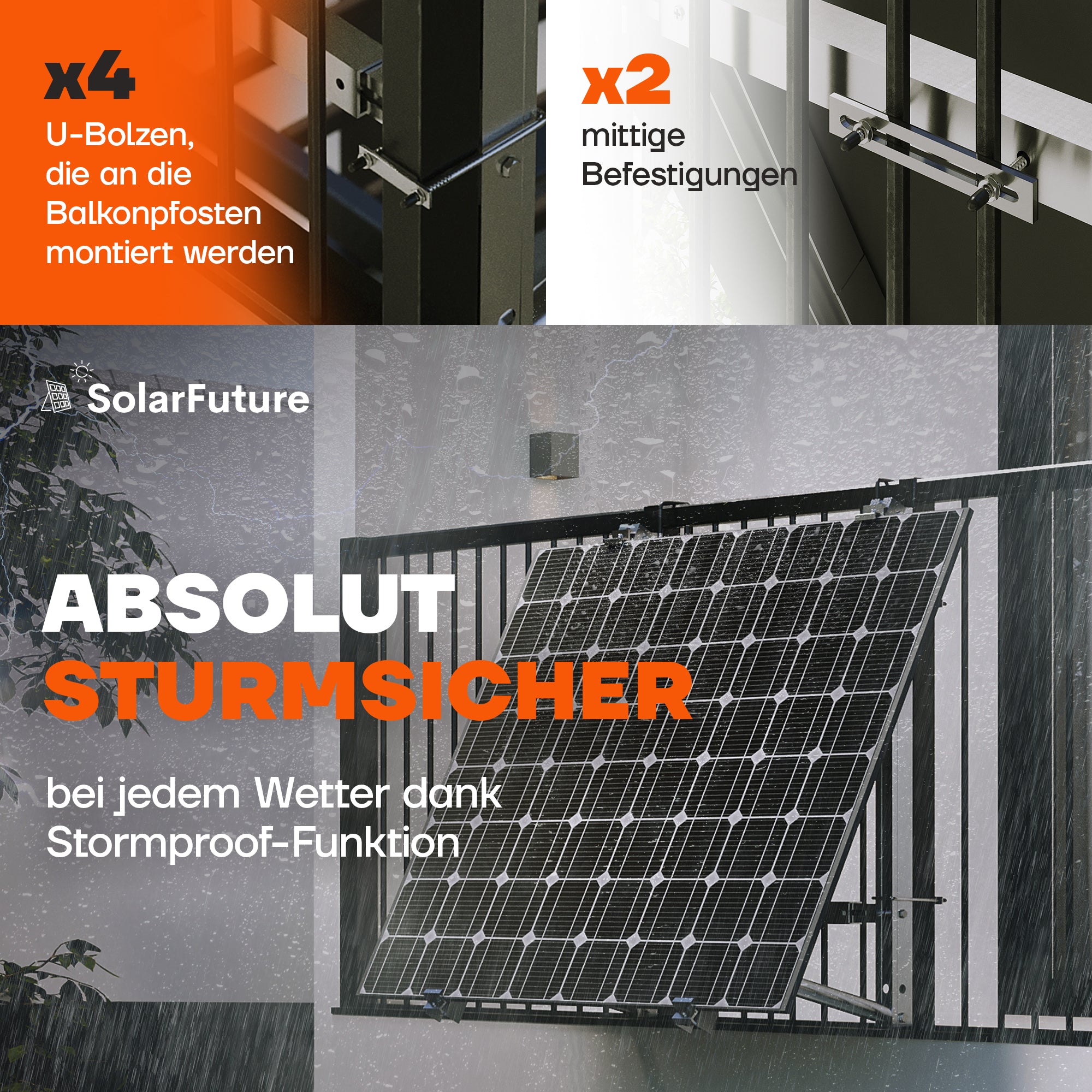 Balkonkraftwerk Halterung Standard Silber