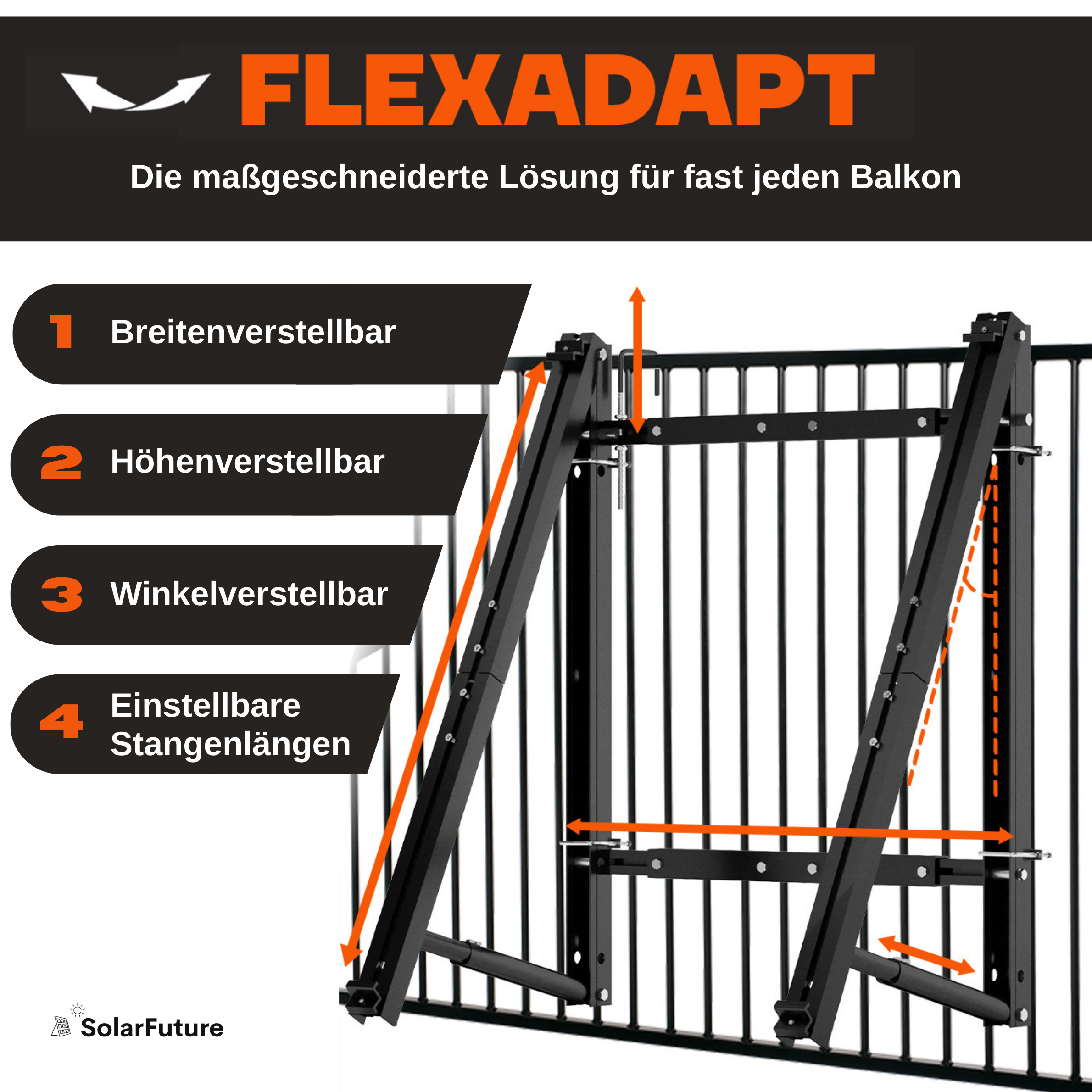 Balkonkraftwerk Halterung Schwarz Standard