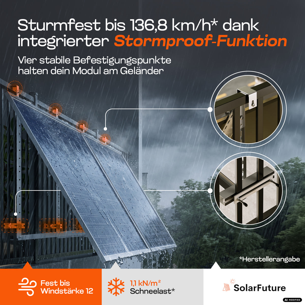 Balkonkraftwerk Halterung Handlauf 2er Set